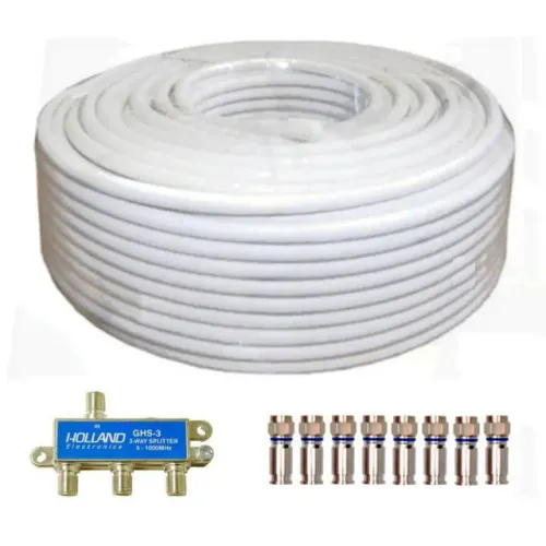 40 Metros Cabo RG6 TFC Amphenol 01 Divisor Hollland GHS-3 Saídas 08 Conecttores