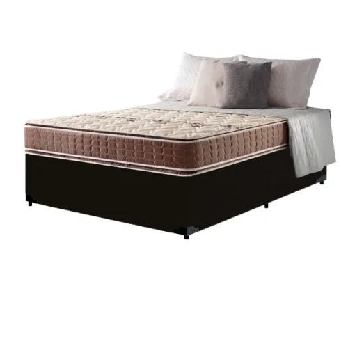 Cama Box Casal Suede Preto+ Colchão Anjos De Espuma D28 Dupla Face Casal 138x188x26cm
