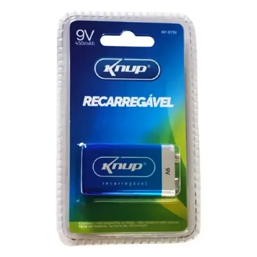 Bateria 9V Recarregável Knup - Novo e Original