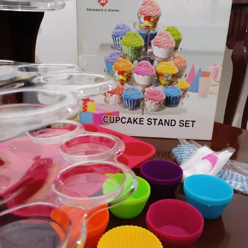 Formas de silicone e antiaderente com conjunto de exposição para cupcake