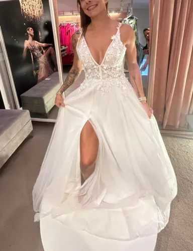 Vestido de Noiva Deslumbrante com Fenda loja La Rose