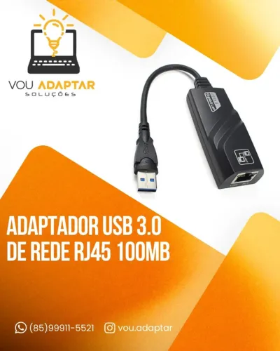Placa de Rede USB 3.0 para cabo Rj45 100mb Computador e notebook