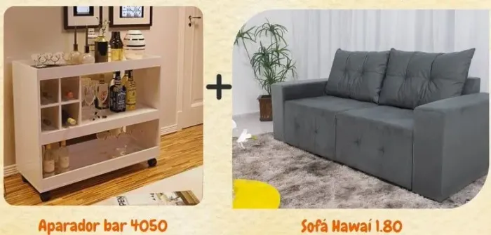 COMBO SOFÁ HAWAI 1.80 + APARADOR BAR 4050 