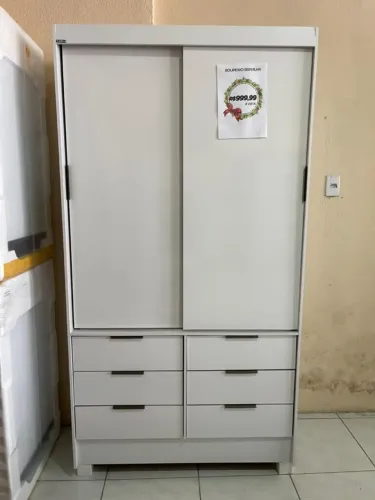 Guarda Roupa Sevilha 2 Portas de Correr 6 Gavetas