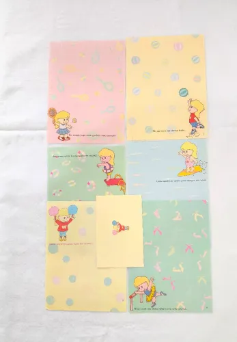 linda coleção com 6 folhas de papel de carta vintage.