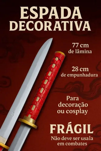 Espada Decorativa para Cosplay - 77cm Lâmina