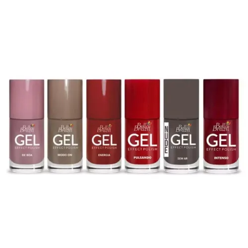 Kit 6 Esmaltes para unhas com Efeito Gel Bella Brazil