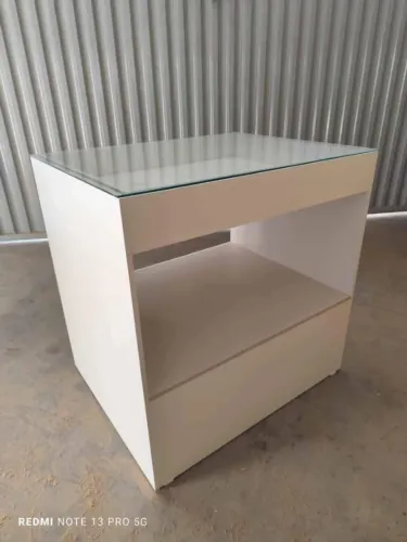 Ilha em MDF Com gavetas 100x100x80 - Tampo de vidro 