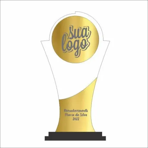 Troféu em acrílico.