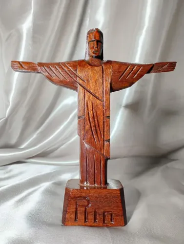 ESTÁTUA JESUS CRISTO REDENTOR MADEIRA ART DECORATIVO.