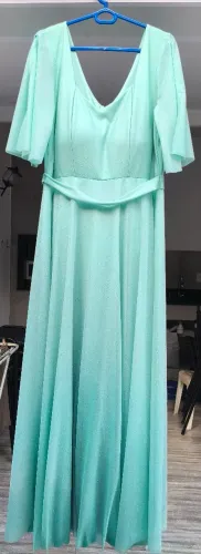 Vestido de festa Verde Menta com Brilho