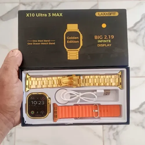 Smartwatch X10 Ultra 3 Max Golden 2 Pulseiras