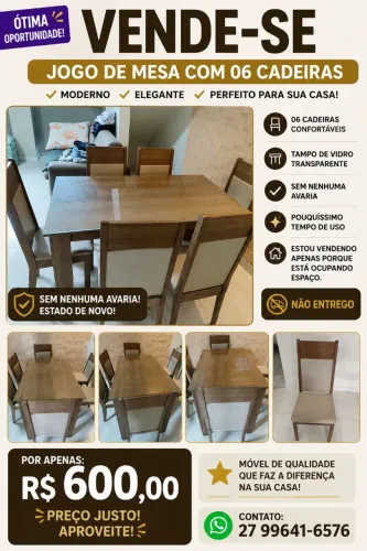 Jogo de mesa com cadeiras