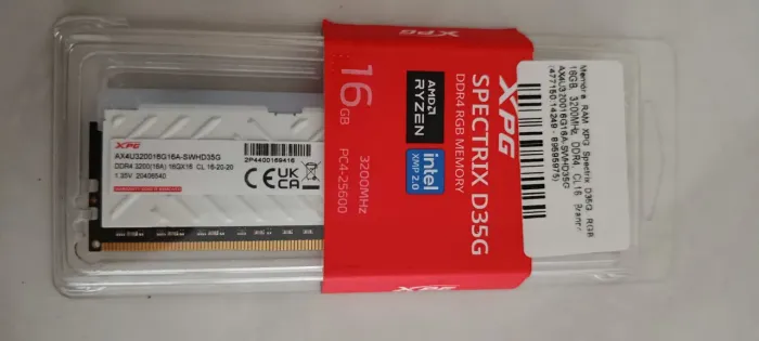 Memória RAM XPG Spectrix D35G 16GB DDR4 3200MHz RGB Branca - NOVA LACRADA