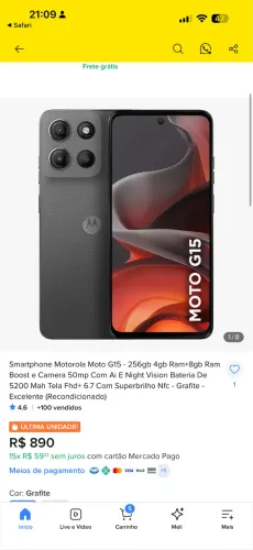 Moto g15(Aceito cartão)