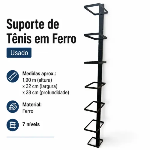 Suporte Expositor de Tênis em Ferro Usado 7 Níveis
