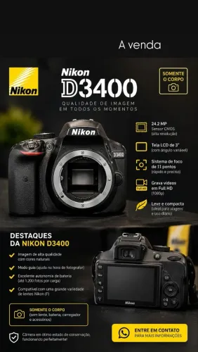 Vendo camera D3400 somente o corpo