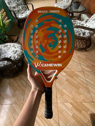 Raquete De Beach Tennis De Praia Carbono Laranja - Camewin