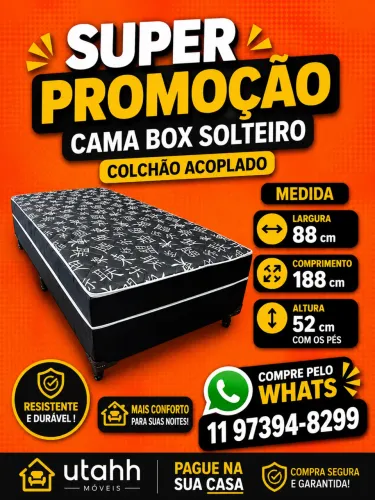 CAMA BOX SOLTEIRO Colchão EMBUTIDO receba em 24 horas