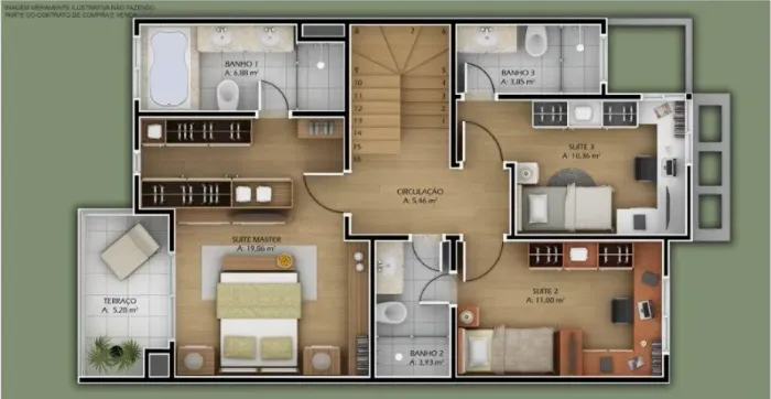 Planta para casa - Projetos para escritorio - jardins - exterior - 3d