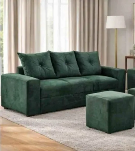 Sofa almofadado 3 lugares + 1 puff direto da fábrica 