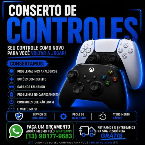 Conserto de controles de PS5, PS4, Xbox One e Series S 