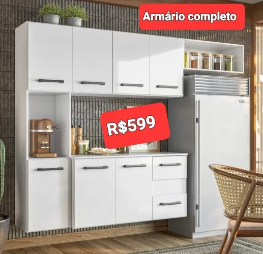 ARMÁRIO DE COZINHA COMPLETO NOVOS MESMO MODELO DA FOTO FAÇO ENTREGA PAGAMENTO SÓ NO ATO 