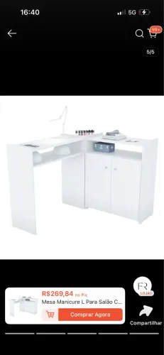 Mesa de manicure em L