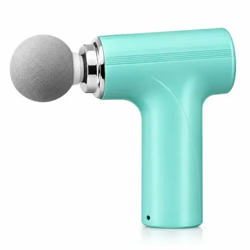 Mini Massageador Muscular Portátil Recarregável 4 Ponteiras 127/220v Azul-turquesa