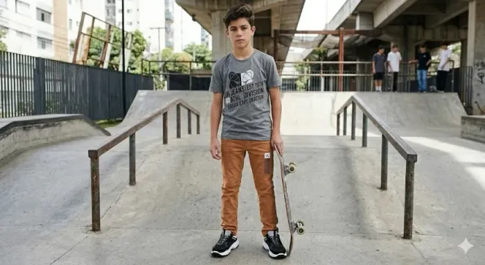Calça de Sarja Infantil Elástano Menino tamanho 10
