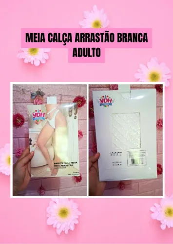 Meia calça arrastão branca adulto