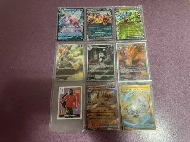 8 CARTAS RARAS DE POKÉMON E UMA LEGEND BORDO DA COPA DO MUNDO , EM BOM ESTADO