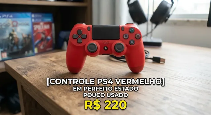 CONTROLE DE PS4 VERMELHO POUCO USADO EM PERFEITO ESTADO