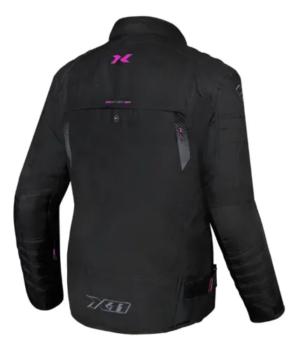 Jaqueta X11 Motoqueiro Impermeável Feminina Veler Preto Com Rosa