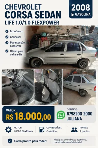 Chevrolet Corsa SED Class.life 1.0/1.0 Flexpower (álcool) 2008