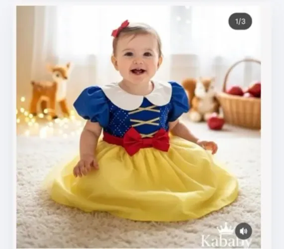 Vestido fantasia branca de neve 9-12 meses