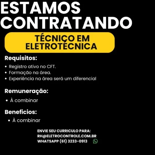 Contrata-se Técnico em Eletrotécnica