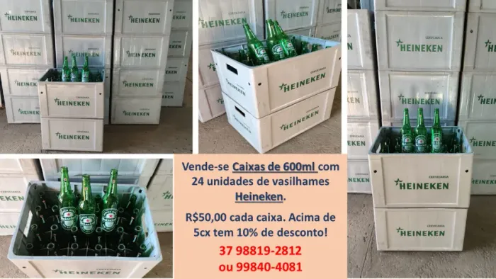 Caixas de 600ml com 24 und de vasilhames HEINEKEN