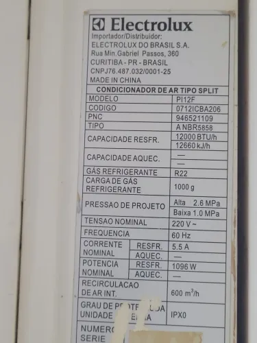 VENDO AR CONDICIONADO ELETROLUX 1200 BTUS