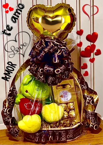 Cesta LOVE Sapinho Romântico. Cestas Disponíveis R$:189,99