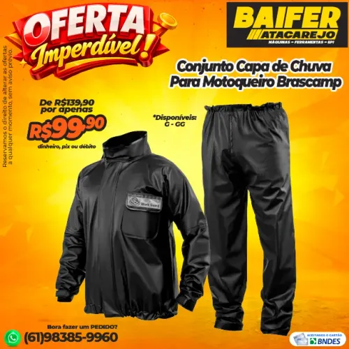 Conjunto Capa de Chuva Para Motoqueiro GG ou G Brascamp