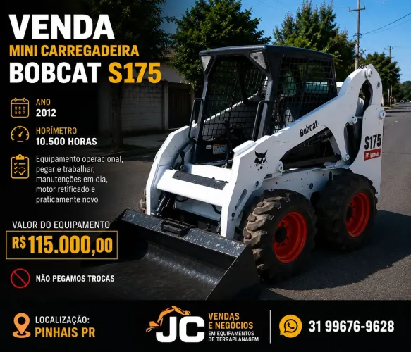 Mini Carregadeira Bobcat S175 cabine aberta