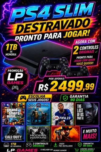 Ps4 slim 1tb Destravado com jogos a sua escolha GARANTIA 