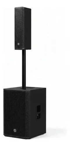Caixa De Som Line Array Nuoma 400w + 2 Microfones Sem Fio Preto - (Nova)