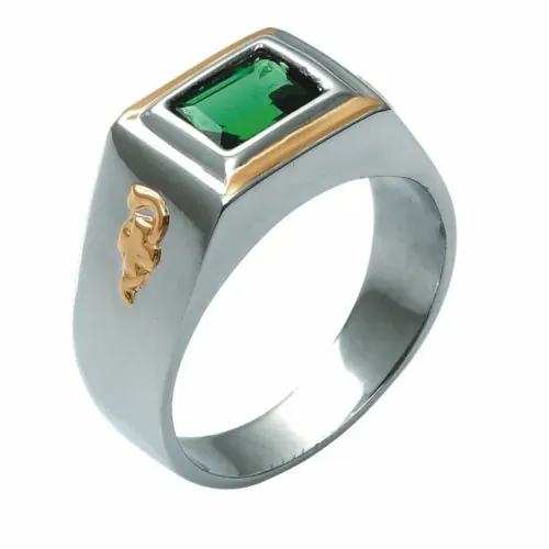 Anel de Formatura Prata 950 Símbolos Ouro 18 Kilates Detalhes Ouro 18 K 