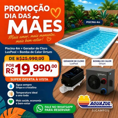 Piscina com aquecimento e Gerador de cloro 