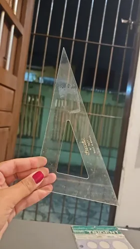 Esquadro Escaleno 60° de 21 cm sem Escalas, Trident, 2621, Acrílico Cristal