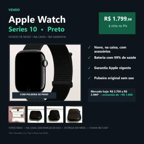 Relógio Apple Watch S10 46mm Original Jet Black E Pulseira