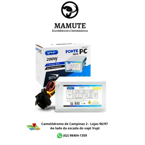 Fonte Para Pc Knup 200w Atx 12v Conexão Sata Alta Performance