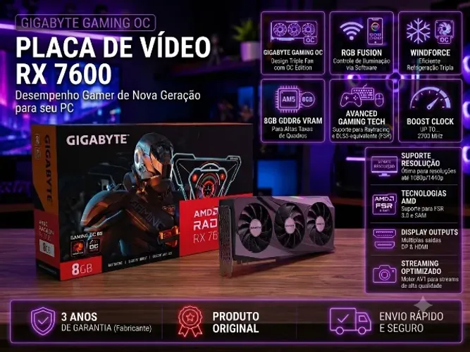 Placa de video RX 7600 Gigabyte Gaming OC